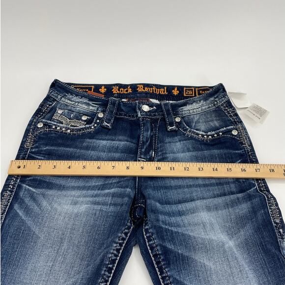 New ROCK REVIVAL Jeans Size 26 Kerra Easy Skinny Embellished Bling Y2K Jeans - Picture 6 of 9